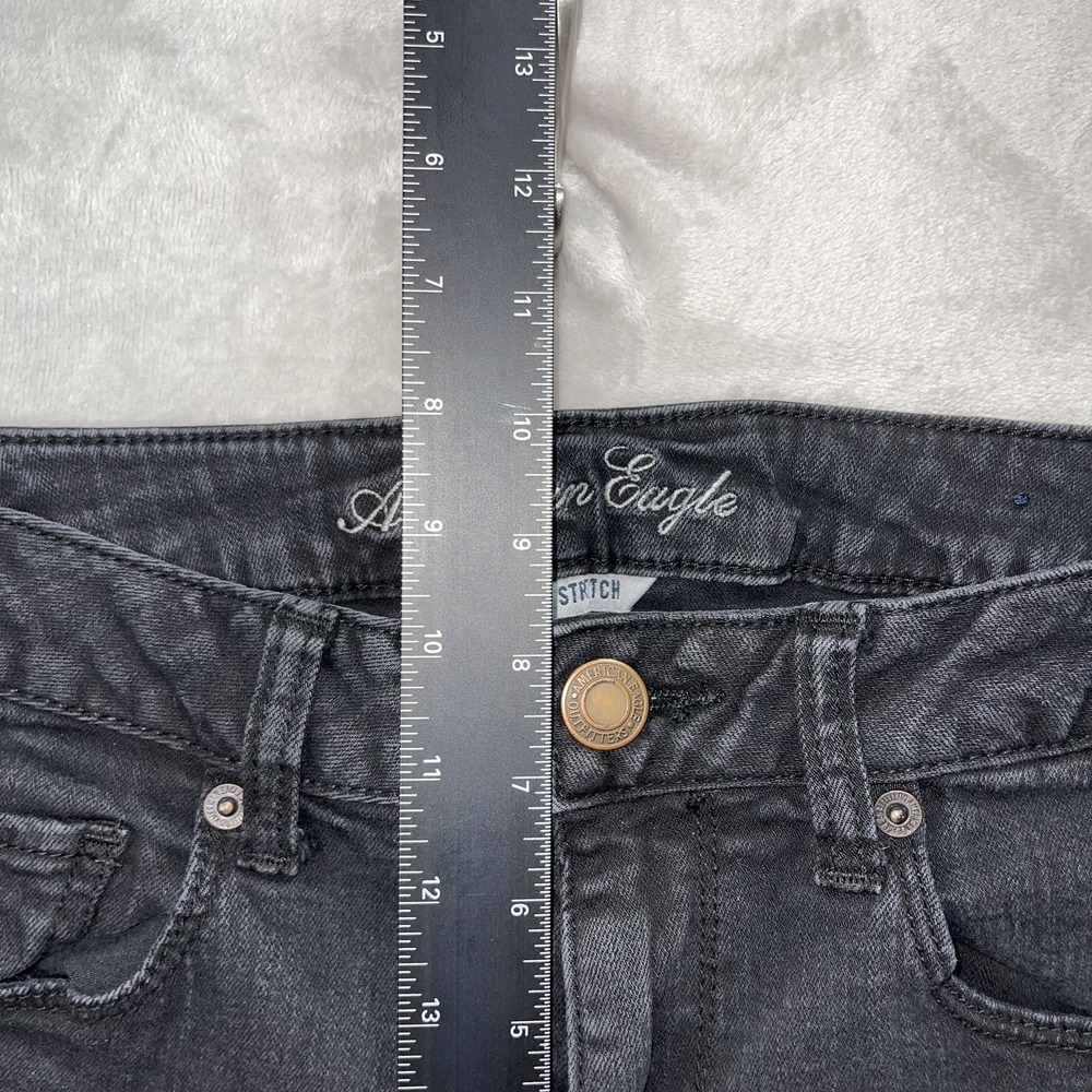 American Eagle Jeans Womens 12 Gray Charcoal Wash Super Stretch‎ Skinny 32x29.5 - Picture 7 of 10